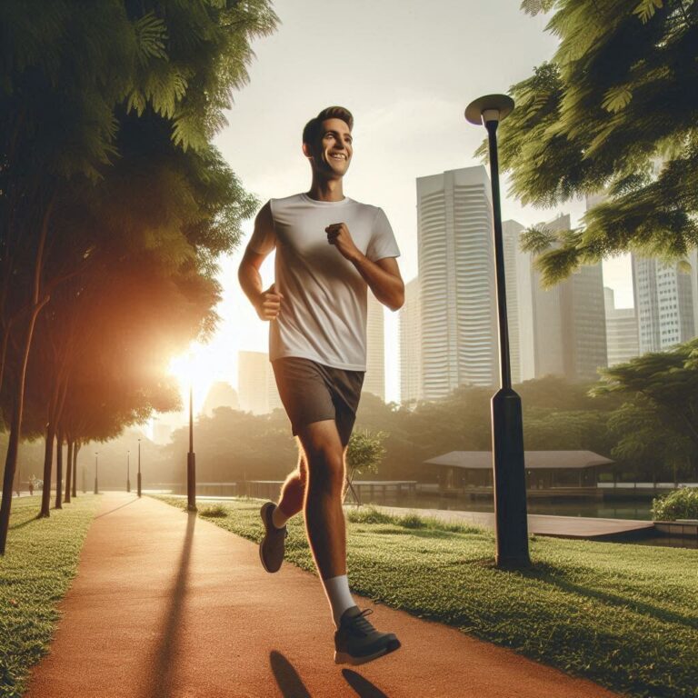 Person jogging outdoors to boost mood and mental health