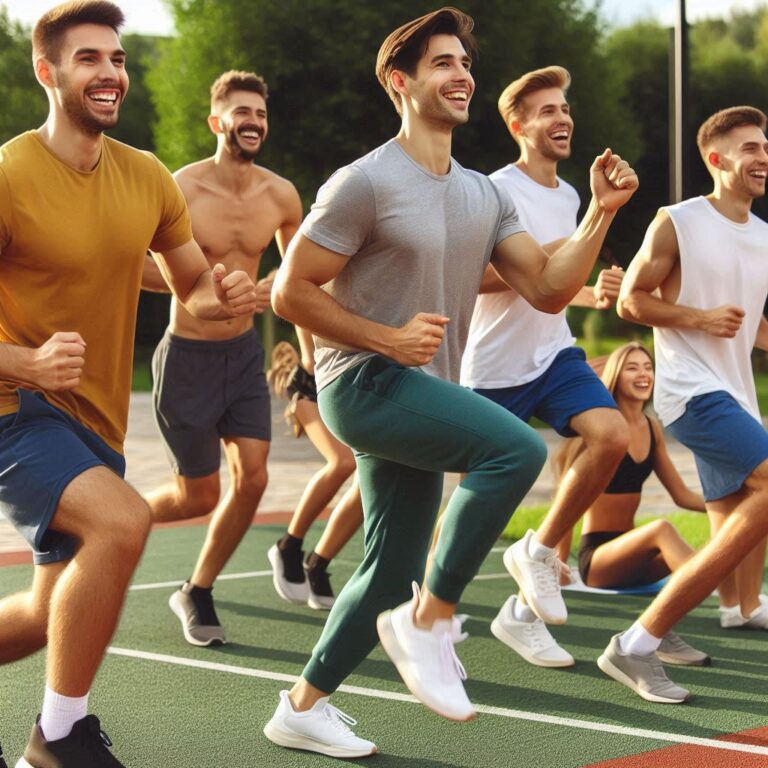 Group of people participating in sports to improve fitness and mental health