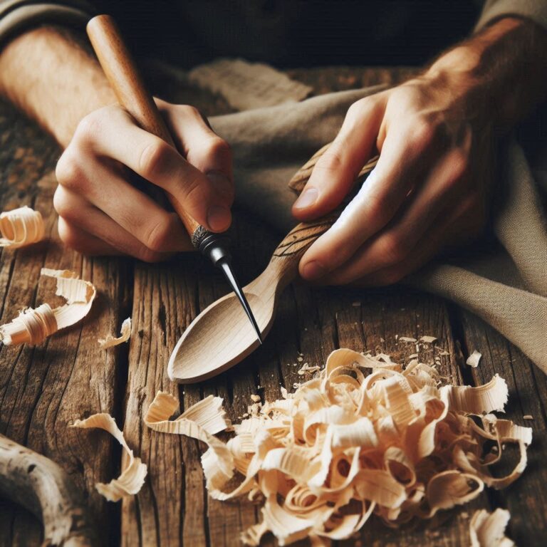 Beginner spoon carving with hook knife and basswood