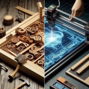 Comparison of traditional and innovative wood cutting tools showing the evolution of woodworking technology
