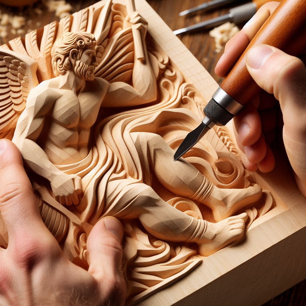 Wood carving in action