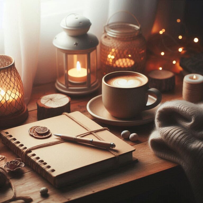 Cozy and calm journaling space for mindfulness practice
