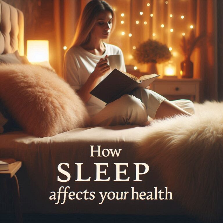 Calming bedroom routine with herbal tea and a book for better sleep health." • Title: "Improving Sleep Health with Relaxing Nighttime Rituals
