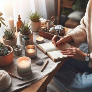 Person practicing mindful journaling for emotional well-being