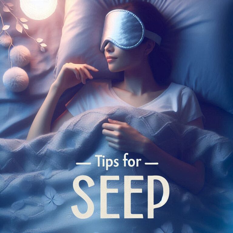 Person using a sleep mask and weighted blanket for improved sleep quality
