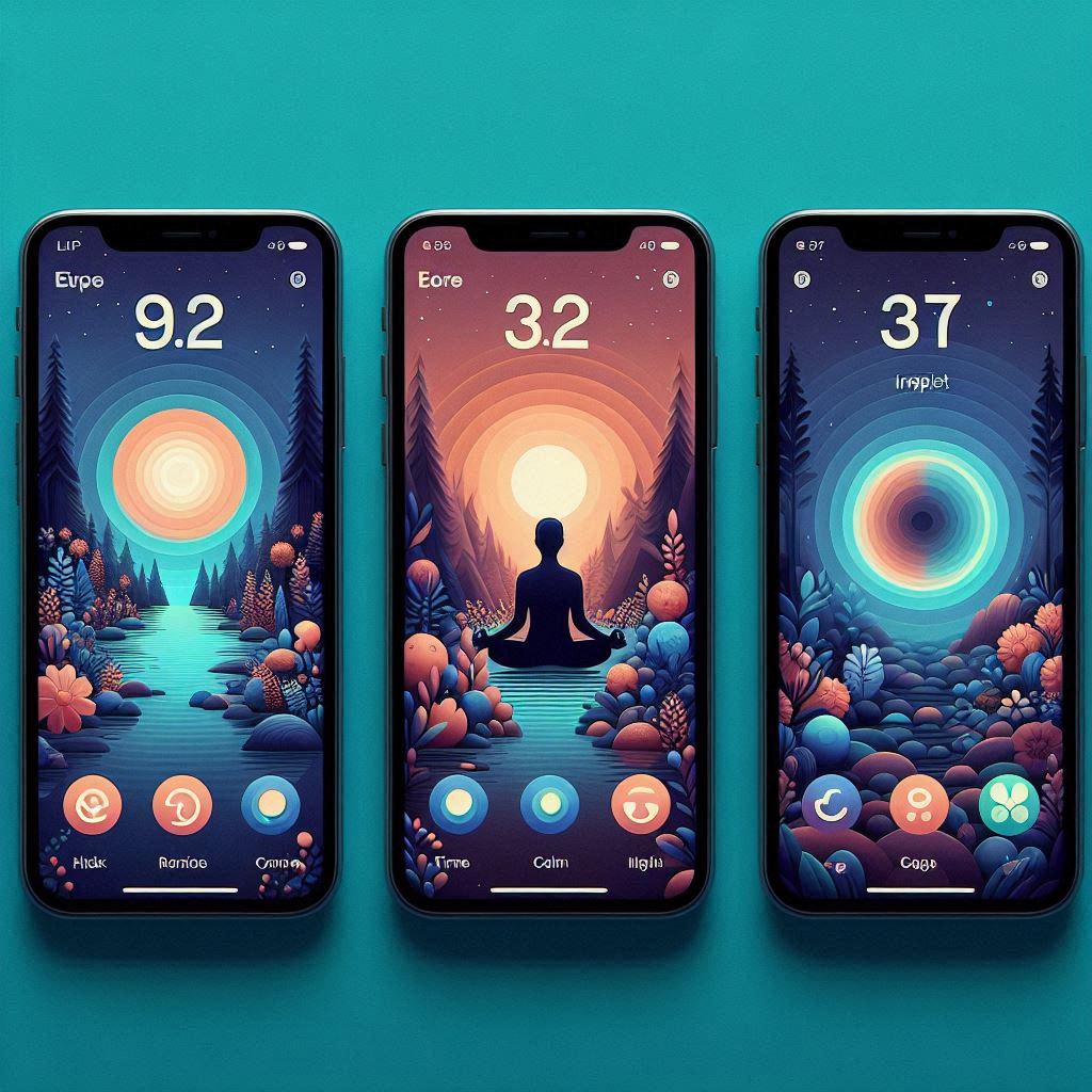 Comparison of popular meditation apps showing user interfaces on multiple devices