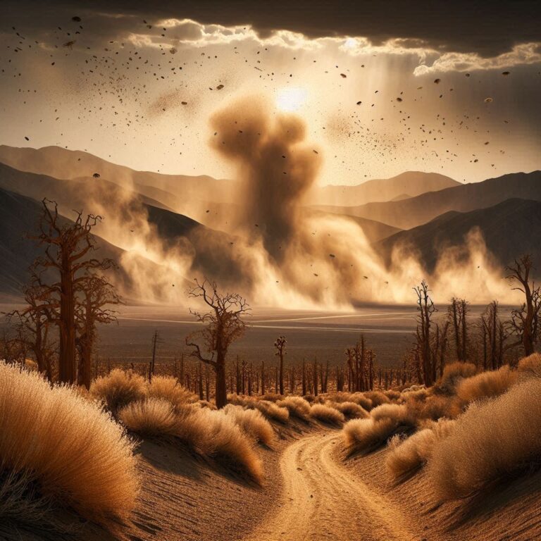 Dust storm in Arizona desert, the primary environment for Valley Fever spores